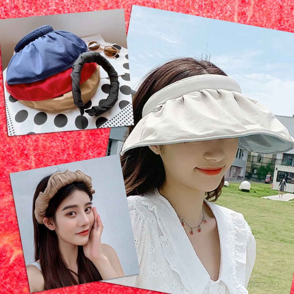 🌸 หมวก กันแดด ที่คาดผม พับได้ ปีกกว้าง โม่งคลุมหัว แบบมีหมวกบังแสง UV กันฝุ่น กันร้อน 🌸