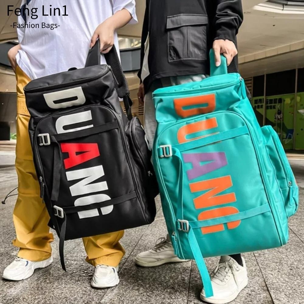 Fengling Letter Street Backpack, Large Capacity Trend College Backpack, Cloth Cool Waterproof School Bags