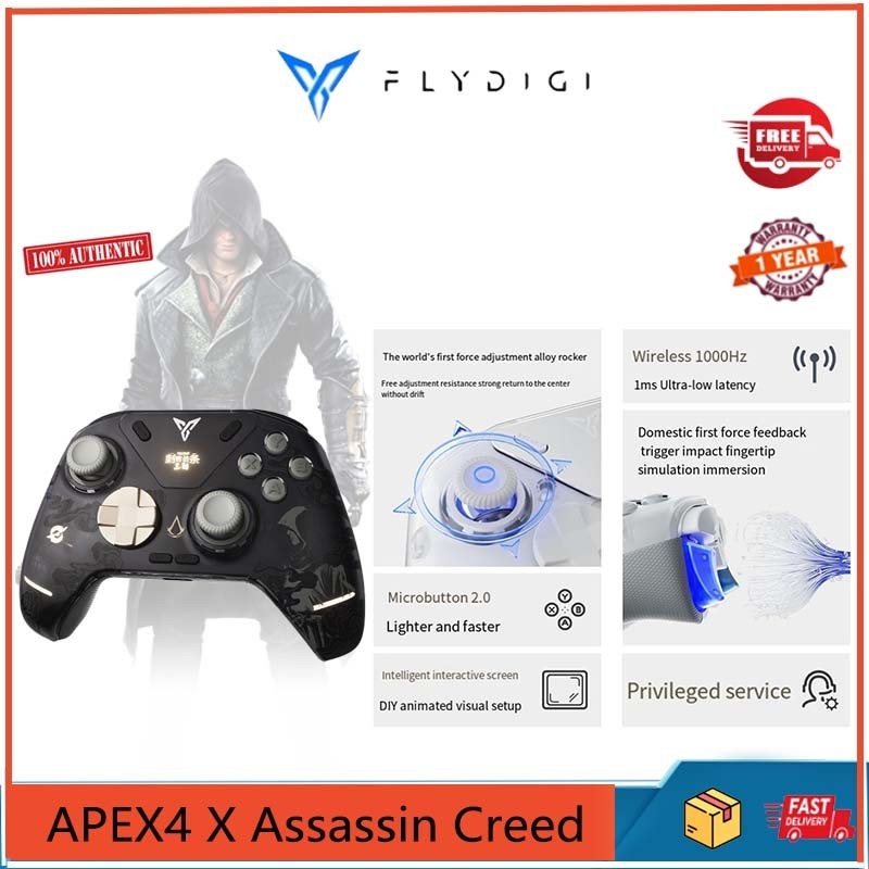 Flydigi APEX 4 Assassin Creed Co ยี ่ ห ้ อ Power Feedback สามโหมดเกม Handle Alloy Rocker สําหรับ PC คอมพิวเตอร ์ Steam Mobile PC