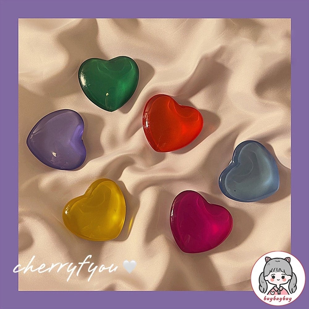 สีลูกกวาดโปร่งใสหัวใจรักวงเล็บโทรศัพท์มือถือถุงลมนิรภัยโทรศัพท์ยืนหลายสีที่วางโทรศัพท์แท็บเล็ตสนับสนุนเมา