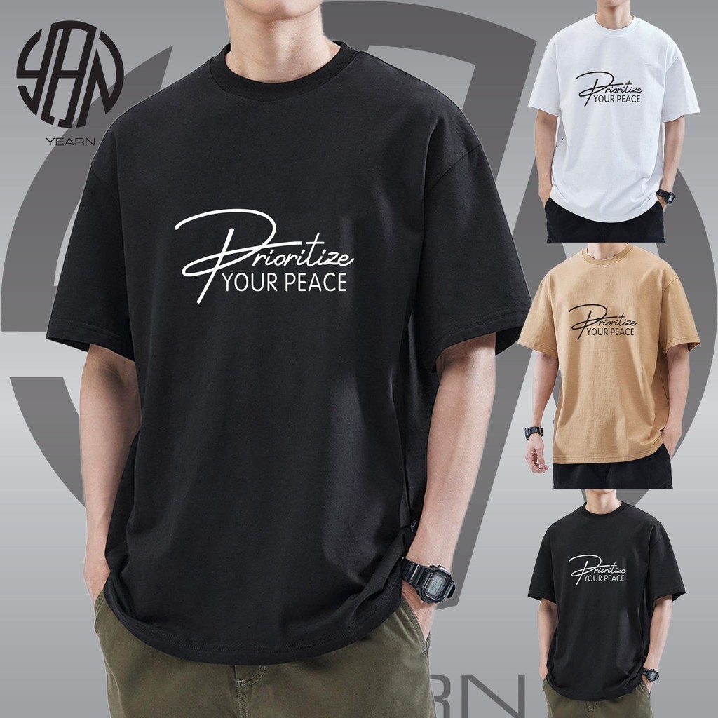 Tiktok Highlights Cotton PRIORITIZE YOUR PEACE: เสื้อยืดคอกลมผู้ใหญ่ผ้า 220 GSM