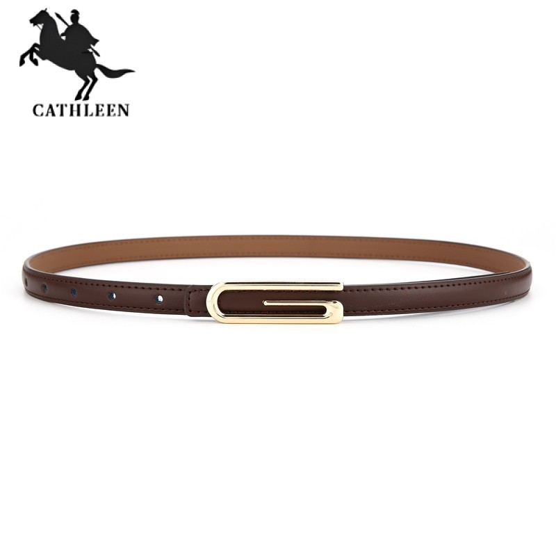 CATHLEEN เข็มขัดหนังแท้ Cowhide สำหรับสุภาพสตรี ดีไซน์สวย แมทช์กับชุดเดรสและสวมใส่ได้หลากหลายเข็มขัด