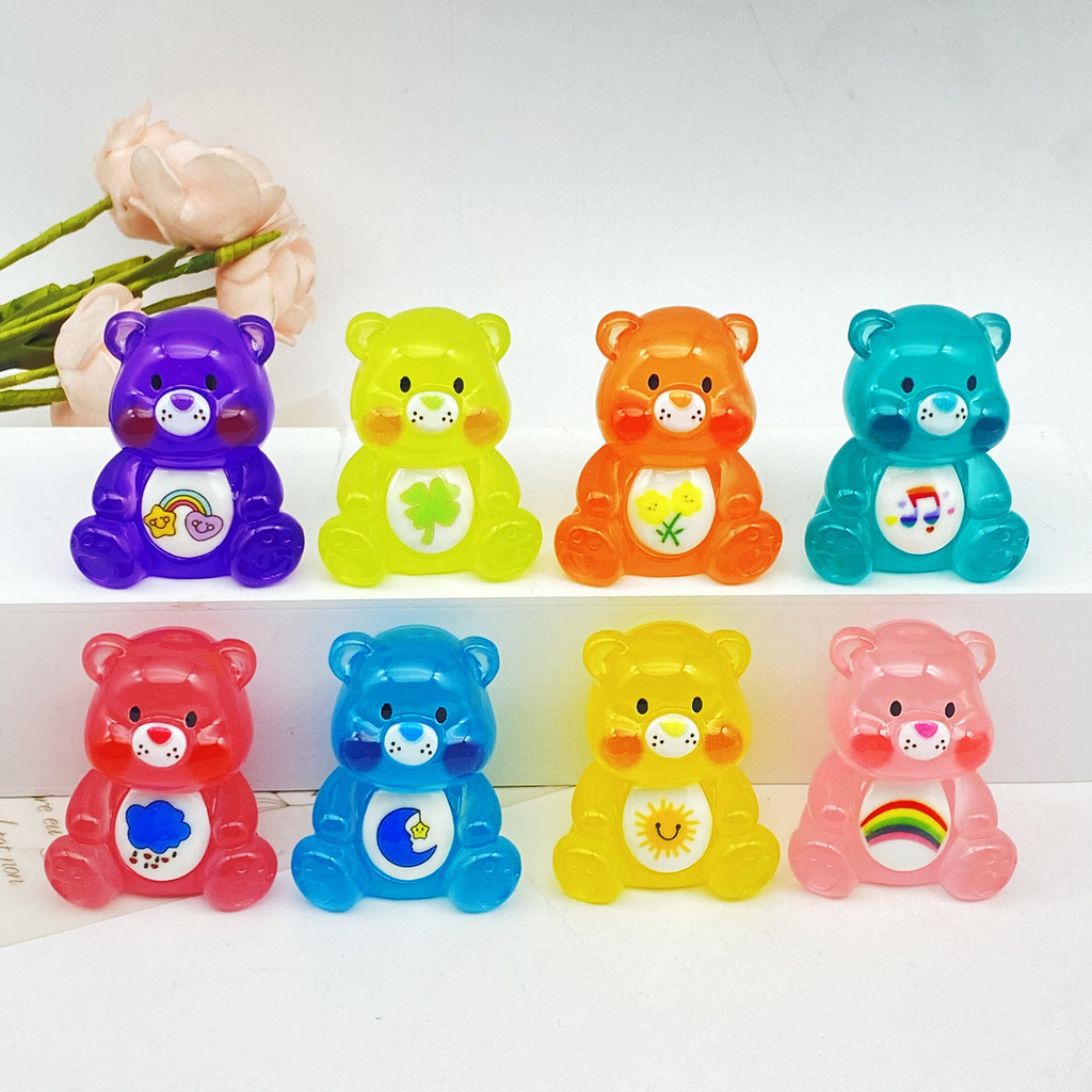 8 ชิ้น Luminous 3D Carebear เรซิ่น Charms สําหรับ DIY (9-383)