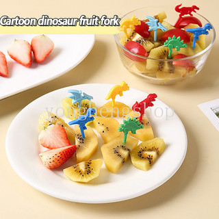 6/8/10ชิ้นมินิการ์ตูนสัตว์ส้อมผลไม้ไม้จิ้มฟันน่ารักเป็ดกบไดโนเสาร์รูปขนมเค้กขนมอาหารส้อมหยิบสําหรับเด็กอาหารกลางวันกล่องเบนโตะอุปกรณ์พรรคซัพพลาย