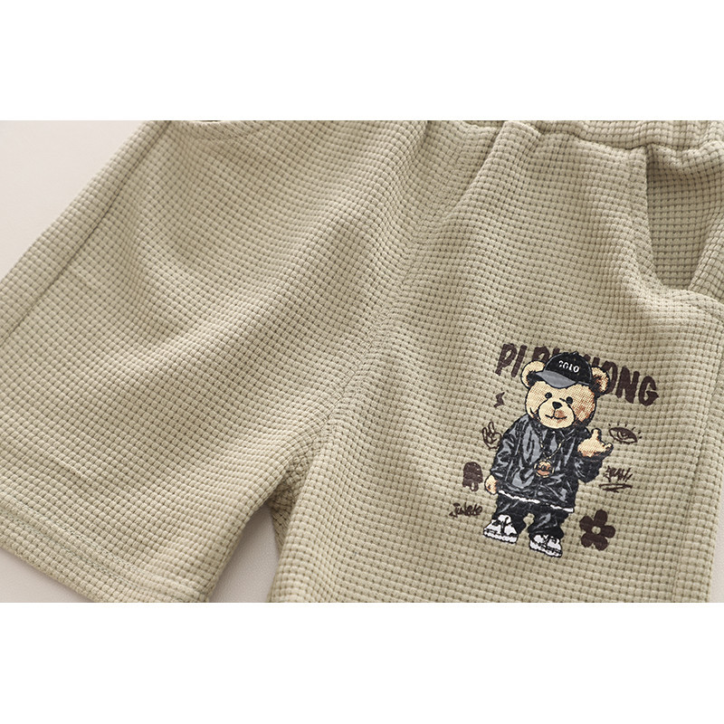 เสื้อยืดฤดูร้อน+กางเกงขาสั้น เสื้อผ้า2ชิ้นชุดสไตล์เกาหลีเด็กเด็กแฟชั่นหล่อการ์ตูนหมีสบายๆกีฬาย์สูท - รูปที่ 7