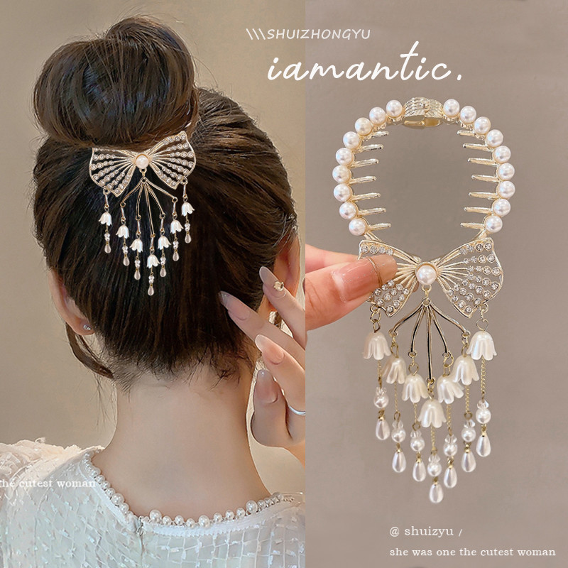 พู ่ มุกดอกไม ้ Hairpin กลับหัวคลิปผมผู ้ หญิง High-end Ball อุปกรณ ์ เสริมผม