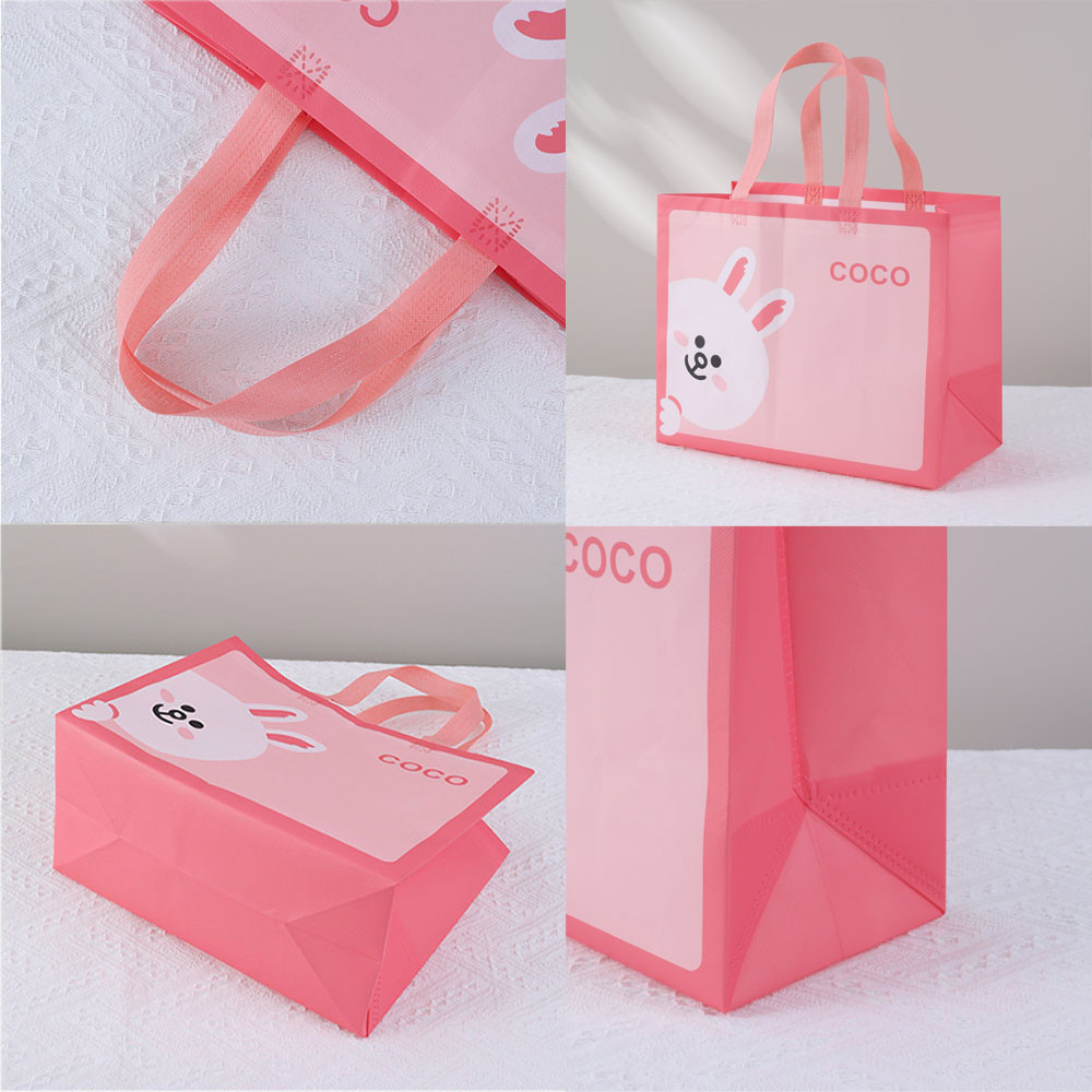 Eco Bag Grocery Takeaway กระเป๋าช้อปปิ้งไม่ทอฟิล์มพับเคลือบนํามาใช้ใหม่การ์ตูนน่ารัก
