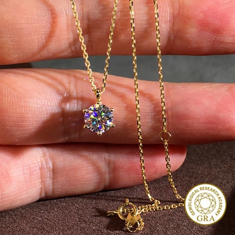 [ใบรับรอง Gra ฟรี] สร้อยคอผู้หญิง Moissanite ทรงกลมกลั่นและเรียบง่ายใหม่