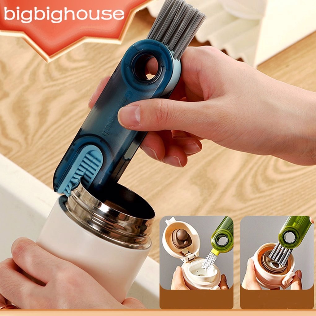【Biho 】3 in 1 แปรงขวดน ้ ําแบบพกพากาต ้ มน ้ ํานมฝาครอบร ่ องมุมรายละเอียดมัลติฟังก ์ ชั ่ นทําความสะอาดมือถือบ ้ าน
