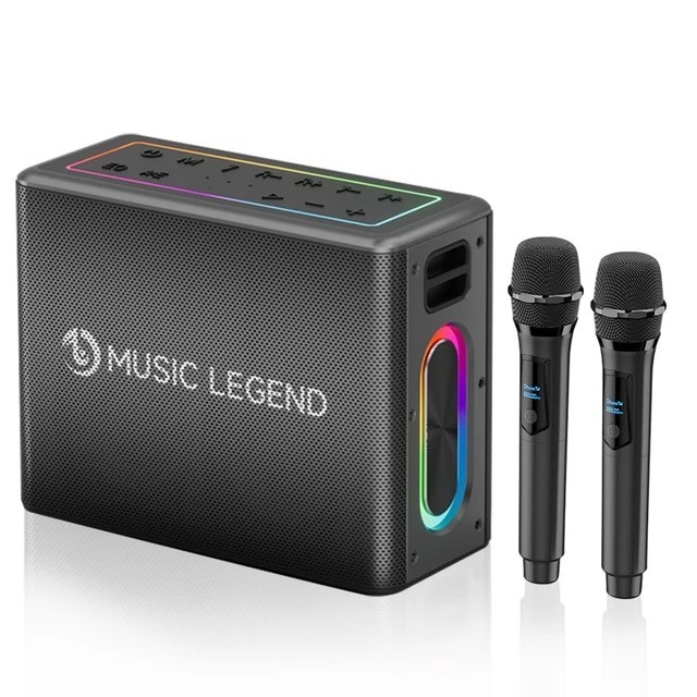 MUSIC LEGEND รุ่น W-V60 MUSIC Portable Karaoke Bluetooth speaker ลำโพงบลูทูธ พร้อมไมค์โครโฟน 2 อัน ประกัน 1ปี