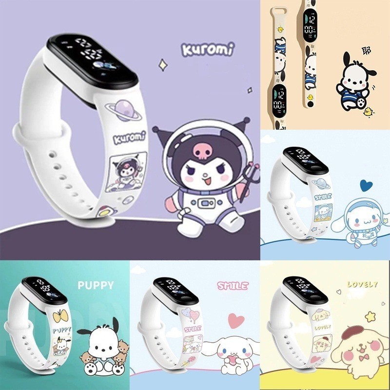 การ ์ ตูน Sanrio Cinnamoroll นาฬิกานักเรียนมัธยมต ้ นนาฬิกาซิลิโคนดิจิตอล Led กีฬาอิเล ็ กทรอนิกส ์ นาฬิกาแฟชั ่ น