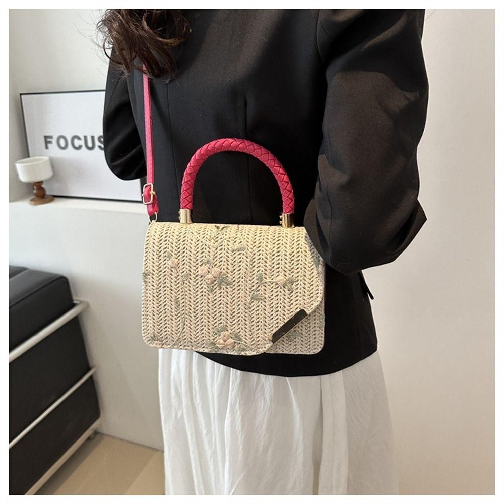Olvido Straw Bag, Bohemian หวายหญ ้ าทอ Bag, แฟชั ่ น Handmade Braid กระเป ๋ าถือความจุขนาดใหญ ่ สําหรับผู ้ หญิงหญิง