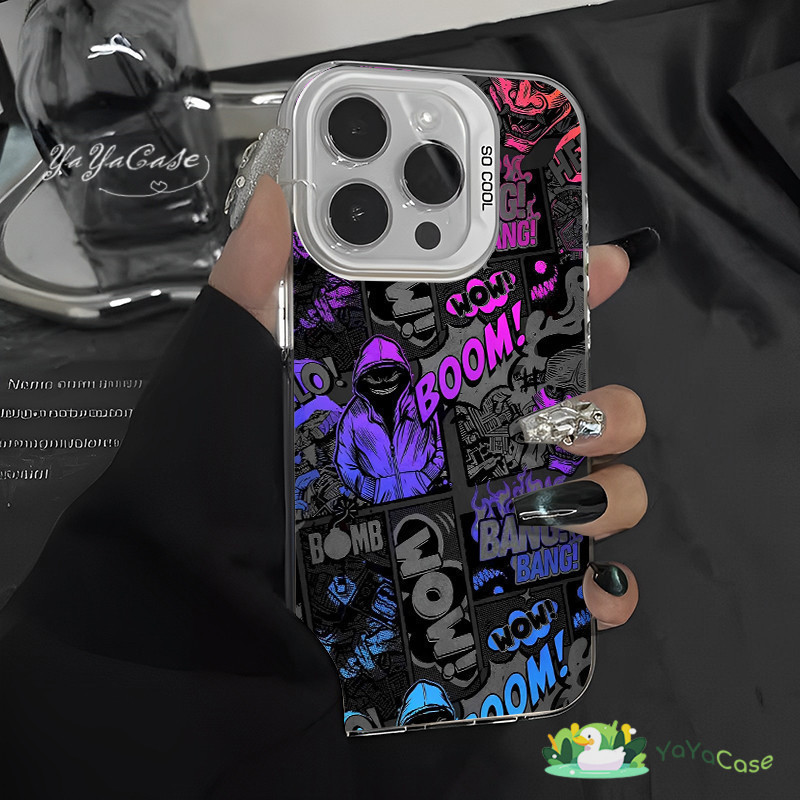 สำหรับ iPhone11 13 CASE FOR เคสไอโฟน15 14 12 Pro Max 15 14 7 8 Plus X XR XS MAX COOL แฟชั่นสไตล์รุ่น ขั้นสูง สี เงินเคส