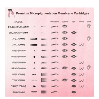 Available10 ชิ้น/กล่อง DRAGONHAWK สีชมพู Tattoo Eyebrow Machine ปากกาตลับหมึกถาวร Makup สักเครื่อง 0.35 1rl 3rl 5F 3KF เปลี่ยนอุปกรณ์