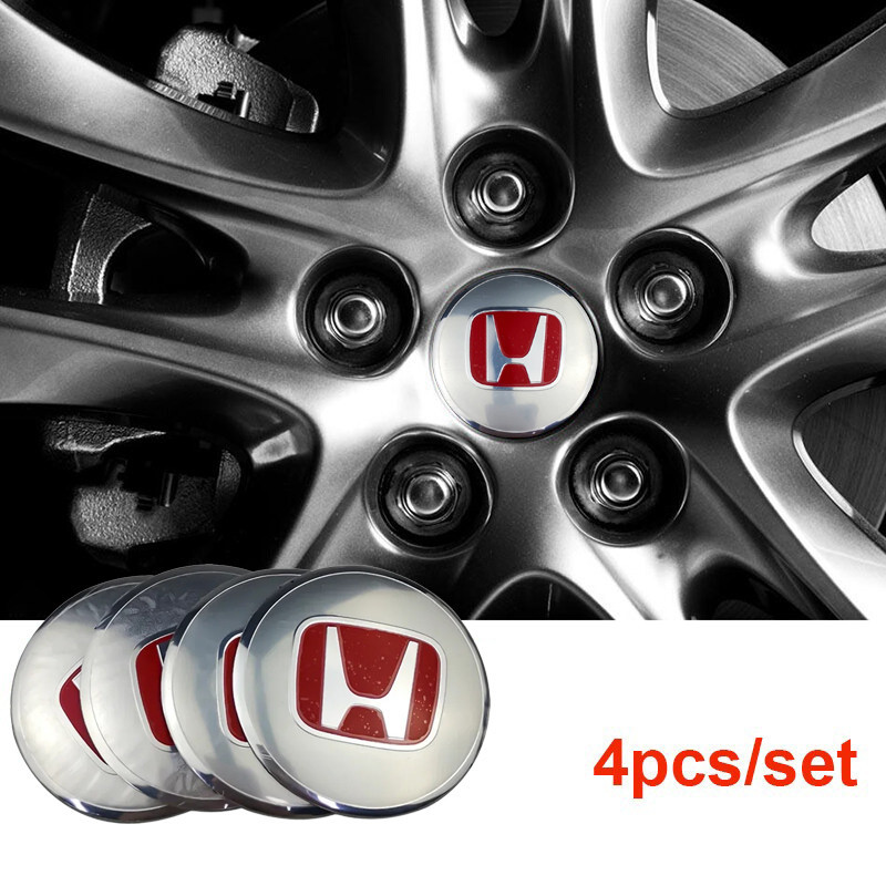 4Pcs/set 56mm Honda logo ศูนย์ล้อโลโก้ป้ายสติกเกอร์อลูมิเนียมรถยนต์ขอบล้อป้ายตกแต่ง for CIVIC ACCORD FIT CRV Jazz City
