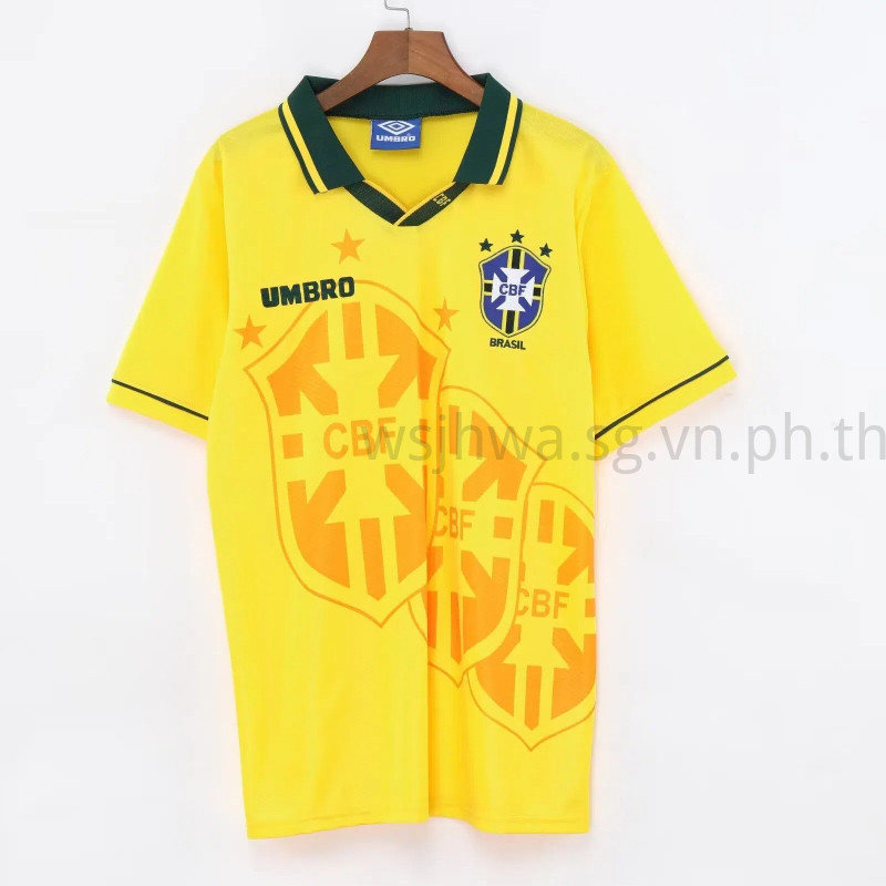 Retro 1994 World Cup Brazil Home Jersey เสื้อฟุตบอลพัดลม S-2XL สามารถที่กําหนดเองชื่อ