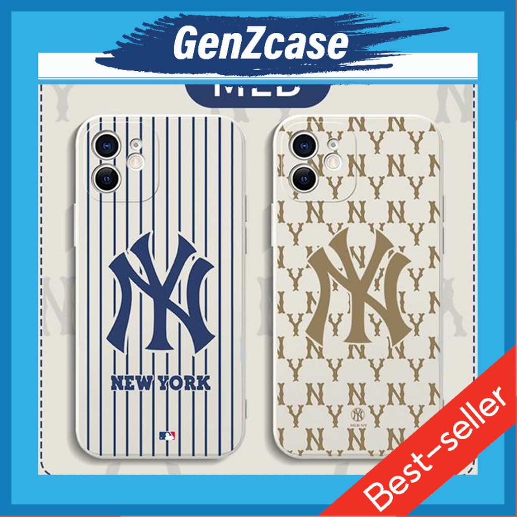 เคสโทรศัพท์ iphone โลโก้ MLB นิวยอร์ก TPU ยืดหยุ่นพร้อมขอบสี่เหลี่ยม ป้องกันกล้องกันกระแทก