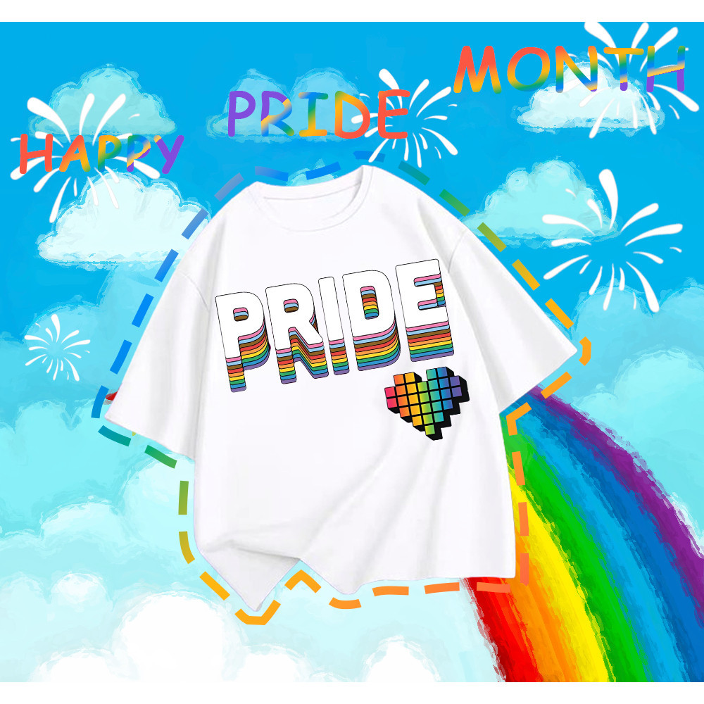 ใหม่ ใหม่ เสื้อยืด pride month 🌈“happy pride month” 🌈-Unisex Wide formS-5XL