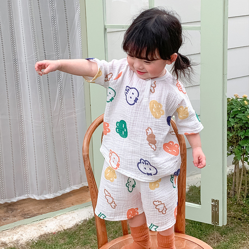 2ชิ้นฤดูร้อนเสื้อผ้าเด็กทารกชุดเด็กการ์ตูนแขนสั้น ยู นิสซ์ เด็กท็อปส์กับกางเกงขาสั้นเด็กทารกชายหญิงชุด