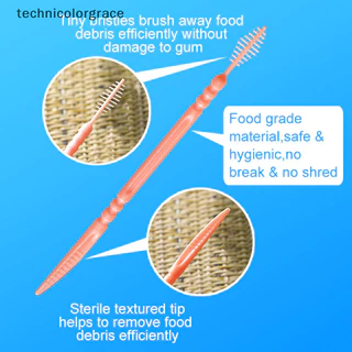 Technicolorgrace Double-Ended ปลากระดูกรูปไหมขัดฟันทิ้งไม้จิ้มฟันพลาสติกไหมขัดฟัน Interdental แปรงทําความสะอาดช่องปากเครื่องมือดูแล TCE