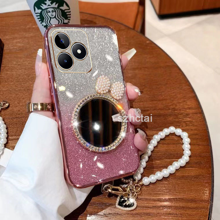 เคสโทรศัพท์ realme c53 C53 note 50 หรูหราแวววาวชุบโทรศัพท์กรณี กรณีโทรศัพท์ใสเปลือกหอยมุกโบว์กระจกแต