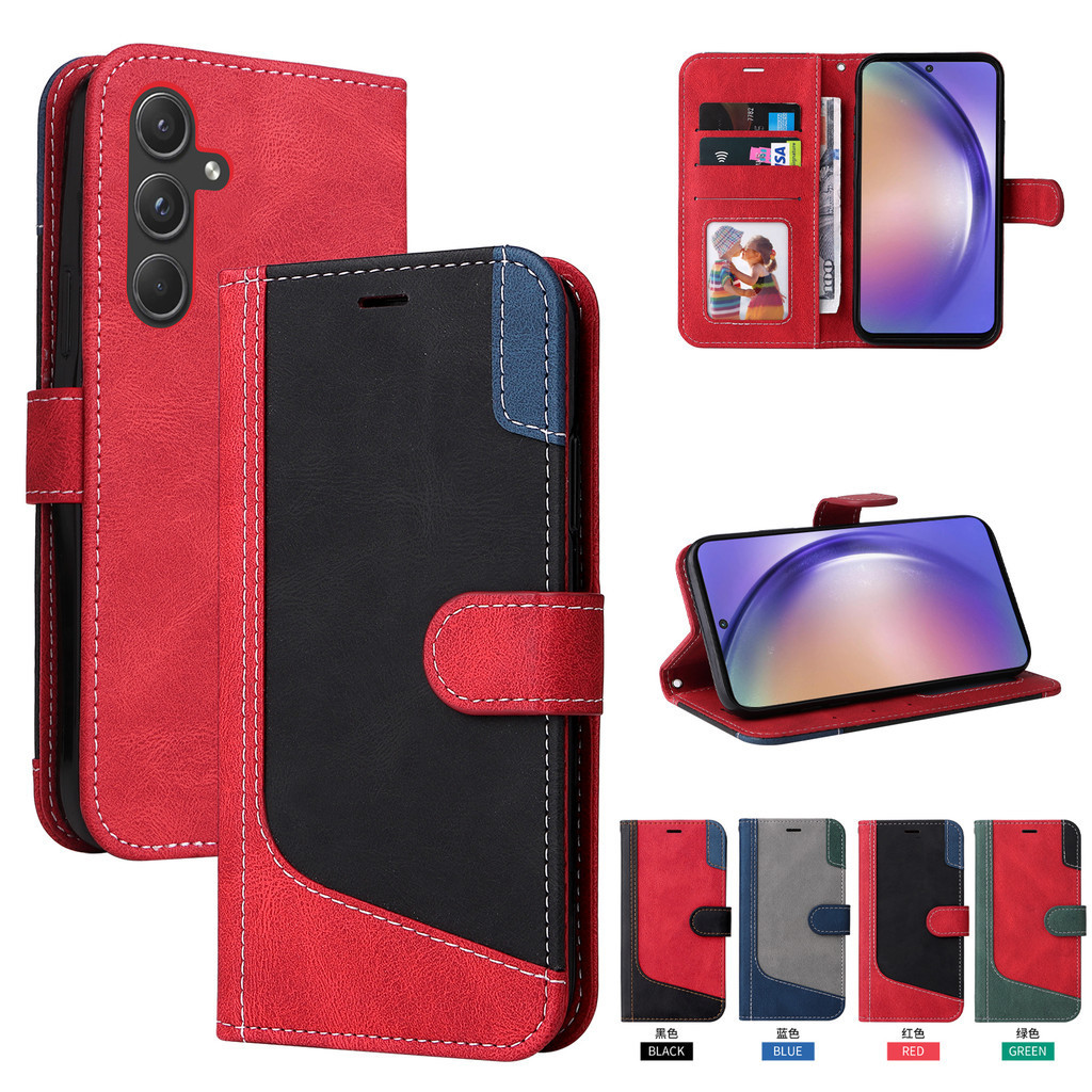 เคสซัมซุง Case for Samsung Galaxy A11 A31 A51 A71 A21s A10 A10s A20 A20s A30 A30s A50 A50s A70 M10 M11 M22 M23 M33 M53 M32 M52 M54 M55 M15 A33 A53 A34 A54 A55 5G เคสโทรศัพท์หนังฝาพับพร้อมช่องใส่บัตรสําหรับ Splice Leather Flip Cover Wallet With Card Slots