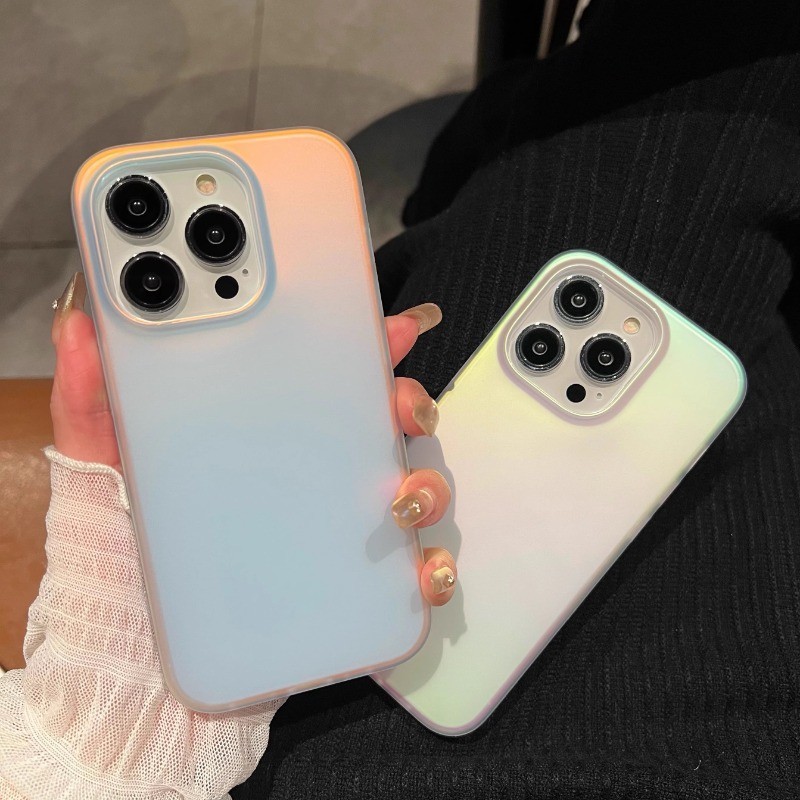 ใช้งานร่วมกับสําหรับiphone 15 14 13 12 11 Pro MAX X XR XS MAX 7 8 Plus SE 2020 INSเลเซอร์Gradient Chameleonขั้นสูงไม่เหลืองเคสโทรศัพท์ปกอ่อน