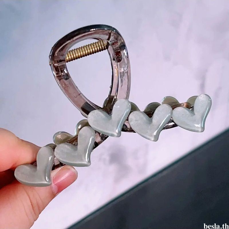 besla.thJelly Heart Hair Claw Clip ผมหยิก Shark Clip กิ๊บติดผมระดับไฮเอนด์