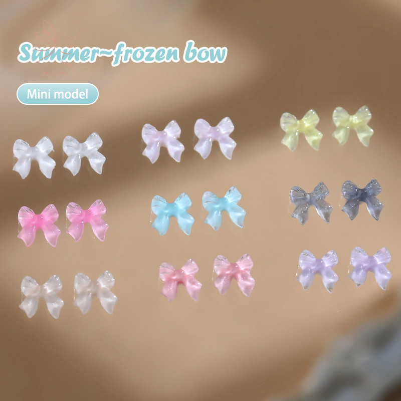 [maybeauty] 50 ชิ้นโบว์เล็บ Ch ตกแต่งยาว Bowknot เครื่องประดับ Kawaii เล็บอุปกรณ์สําหรับอุปกรณ์เสริมมืออาชีพ {TH}