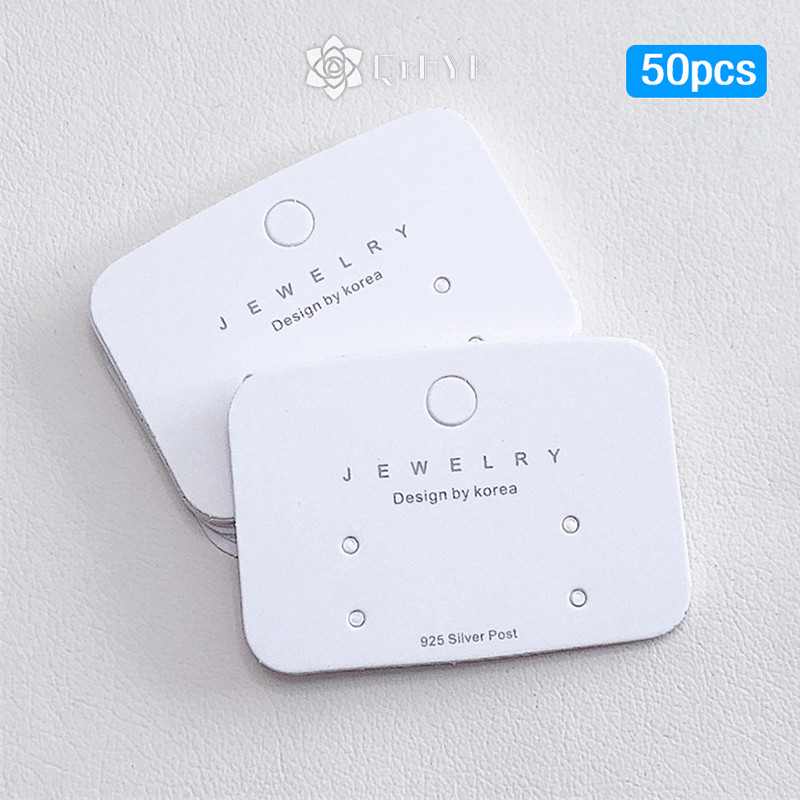 Qrhyk 50 ชิ้น Minimalist กระดาษกระดาษแข็งสีขาวบรรจุการ์ดต่างหูบรรจุการ์ด DIY ต่างหูสตั๊ดขายปลีกราคาป้ายใหม่