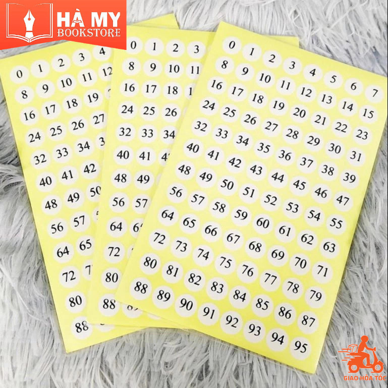Tomy Decal Paper Serial Numbers จาก 0 -> 95 - แพ็ค 10 แผ่น