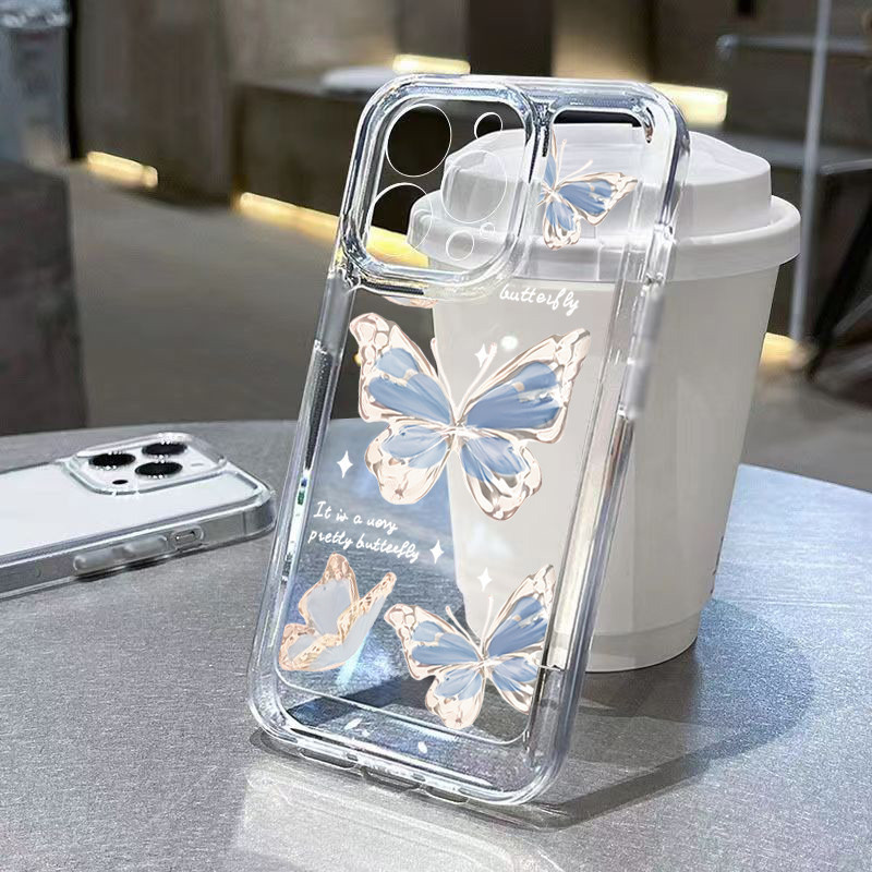 โรแมนติกสีสันผีเสื้อเคสโทรศัพท์สําหรับiphone 15 14 13 12 11 Pro Max XS XR X Max 7 8 14 15 Plus SE 2020 Miniบุคลิกภาพผีเสื้อกันกระแทกนุ่มโปร่งใส