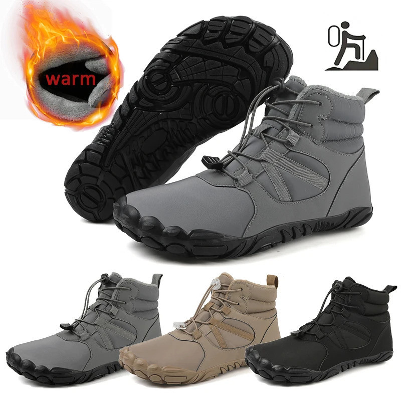 ขนาดใหญ่ 36-47 ฤดูหนาว เท้าเปล่า รองเท้ากันน้ําฤดูหนาวรองเท้าผ้าใบขนสัตว์เรียงรายกว้าง นิ้วเท้า กล่องหิมะ บูต ผู้หญิงผู้ชายตุ๊กตารองเท้าเดิ