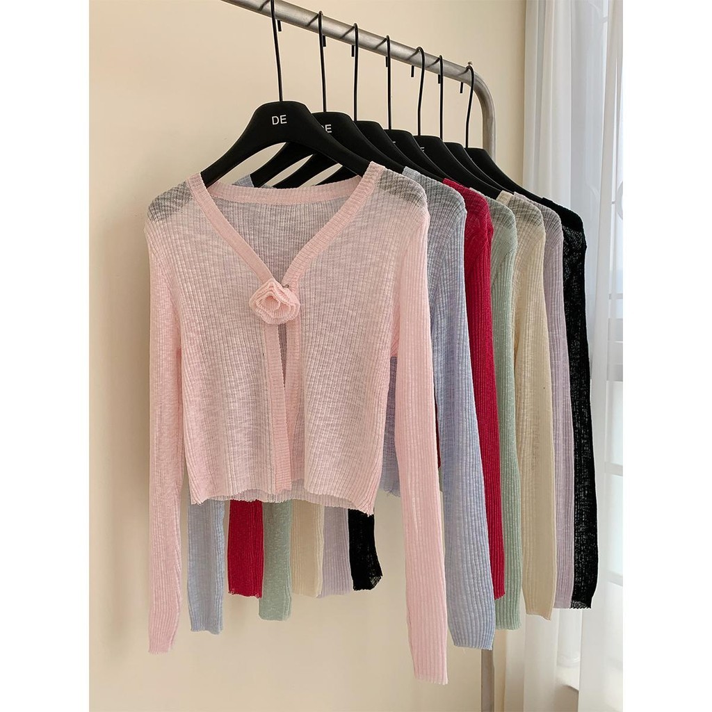 Lune_Graceเสื้อคลุมแขนยาวเข้มกัตดอกไม้ สีพาสเทล แมชต์กันได้ทุกชุด แฟชั่นใหม่แนวเกาหลี รุ่น72052