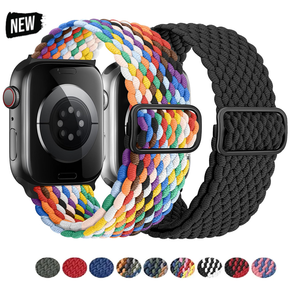 Braided Solo Loop สายไนลอนสําหรับ Apple watch 49 มม.40 มม.44 มม.45 มม.41 มม.38 มม.สร้อยข้อมือไนลอนยืดหยุ่น iWatch series 8 3 se 6 7 Ultra สายคล้อง