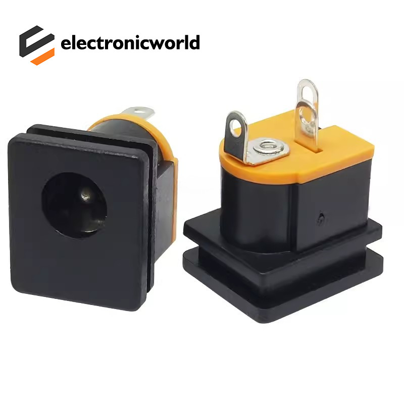 10pcs DC Power Socket DC-015 แจ็ค 5.5X2.5 มม.แผงสแควร์ติดตั้ง 5.5X2.1 มม. 5.5*2.1 มม.DC ซ็อกเก็ต DC0