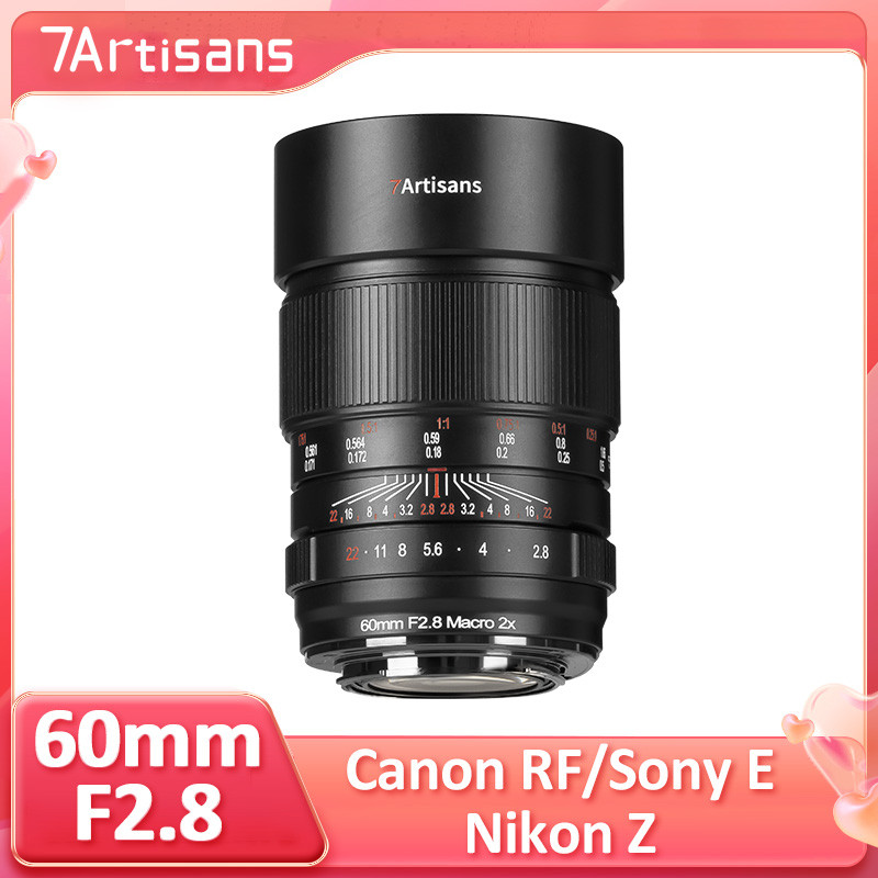 7artisans 60mm F2.8 2X มาโครขยาย Full-Frame คู่มือโฟกัส Prime เลนส์สําหรับ Canon RF Sony E Nikon Z