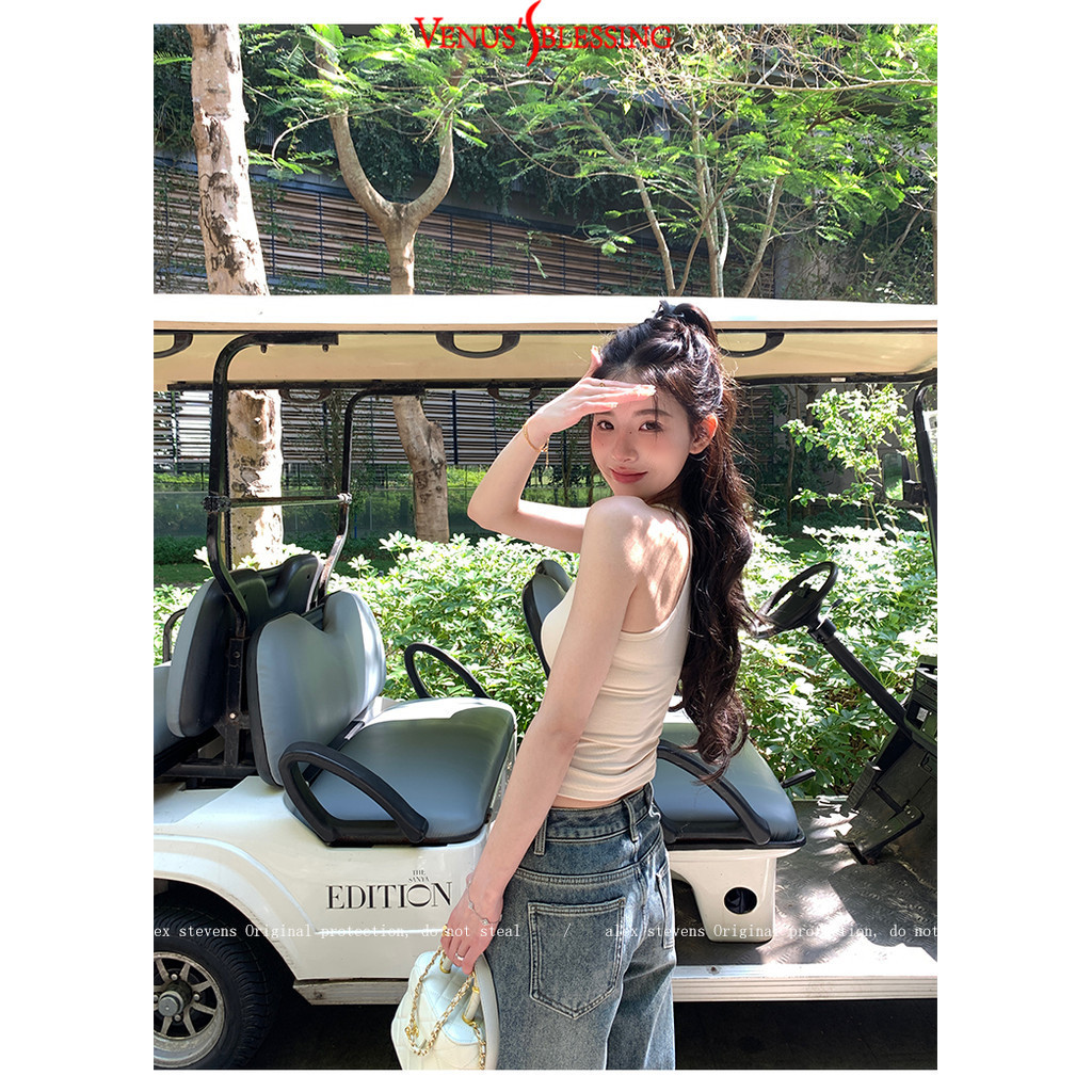 2 IN1 BRA-Top คุณภาพสูงสาวร้อน I-line Vest พร้อมสายคล้องไหล่บางผู้หญิงพร้อมแผ่นรองหน้าอกความงามกลับด้านบน - รูปที่ 2