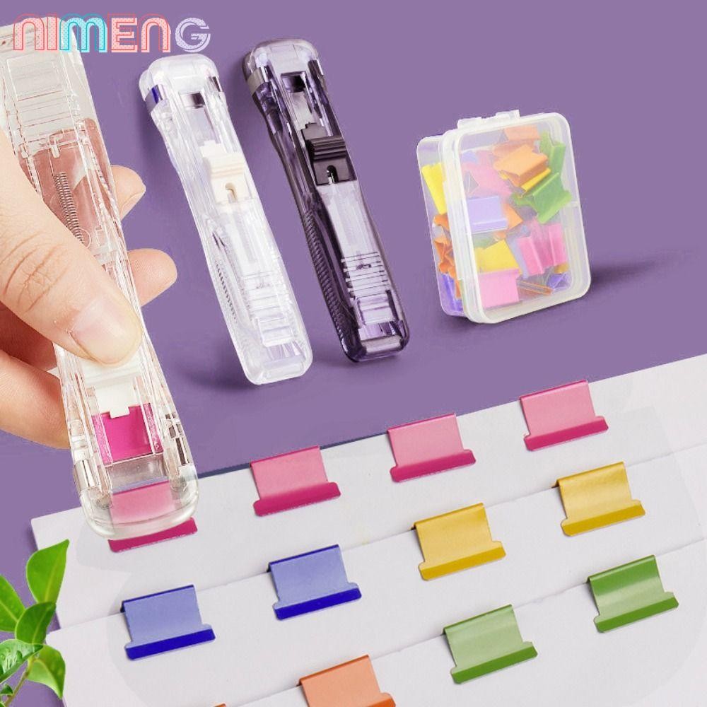 Nimeng คลิป Pusher, Traceless Reusable Hand Push Clamp, Simple Hand Push โลหะเอกสารแฟ้มเย็บกระดาษของขวัญนักเรียน