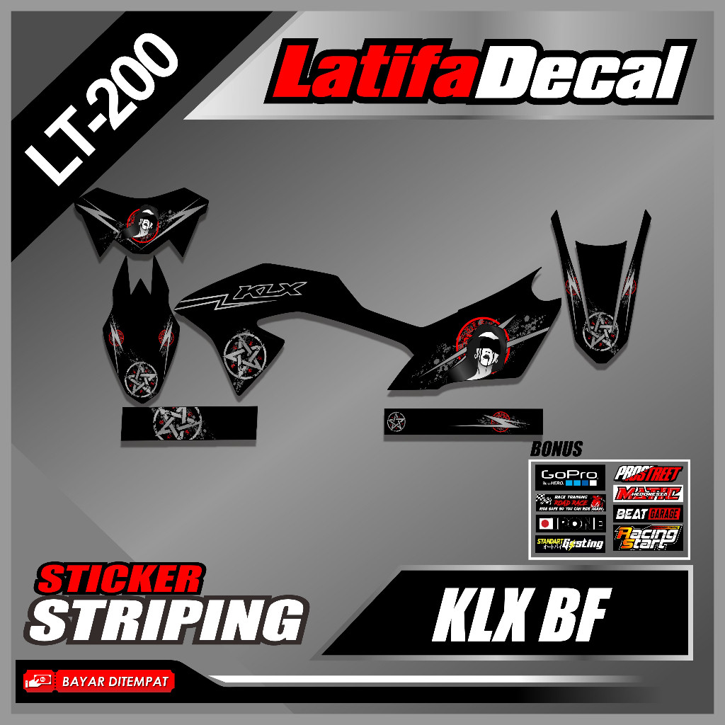 (LT-200) รายการสติกเกอร์ Striping โปร่งใส Variation Kawasaki KLX BF Cool Lady Santanic Design