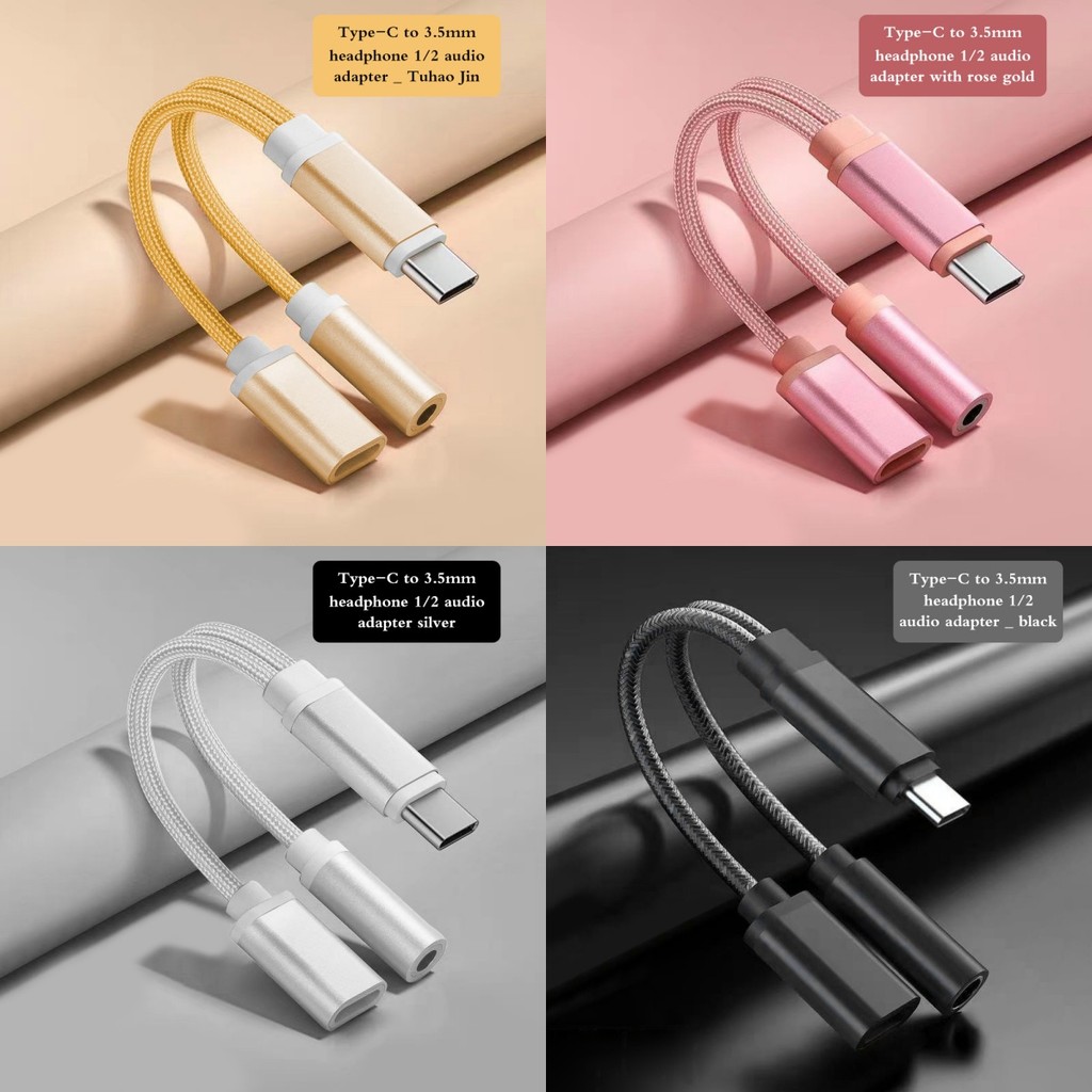 อะแดปเตอร์แปลงสาย AUX USB Type-C ถึง 3.5 มม. 2-in-1 สำหรับหูฟัง Android ชาร์จและฟังเพลงได้พร้อมกัน