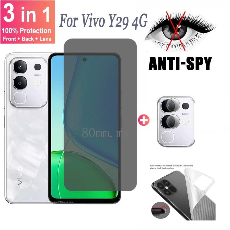 3 in 1 ฟิล์ม Vivo Y29 4G ตัวป้องกันหน้าจอป้องกันสายลับ ฟิล์ม สำหรับ Vivo Y29 Y28 Y28s Y27 Y27s 4G 5G