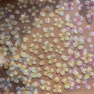 5d Jelly Shell Light สติ๊กเกอร์ติดเล็บดอกไม้สีสันสดใส Fairy Aurora Fantasy Prosperous High end สติ๊กเกอร์ติดเล็บดอกไม้น้ําแข็ง DIY สติกเกอร์