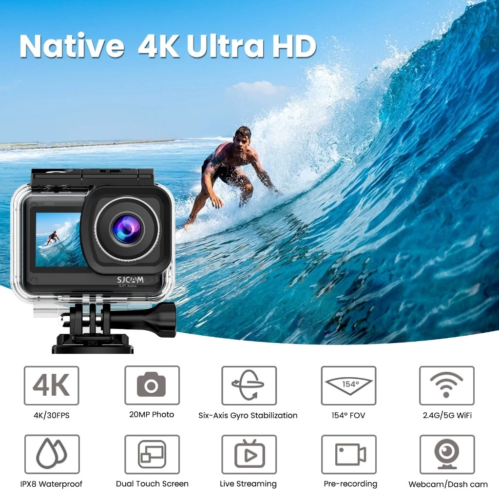 Sjcam SJ11 กล้องแอคชั่นแคมเมรา 4K, ใต้น้ํากันน้ํา 5M, กล้องติดหมวกกันน็อคมอเตอร์ไซค์ [G2VGE0k6] thumbnail 6