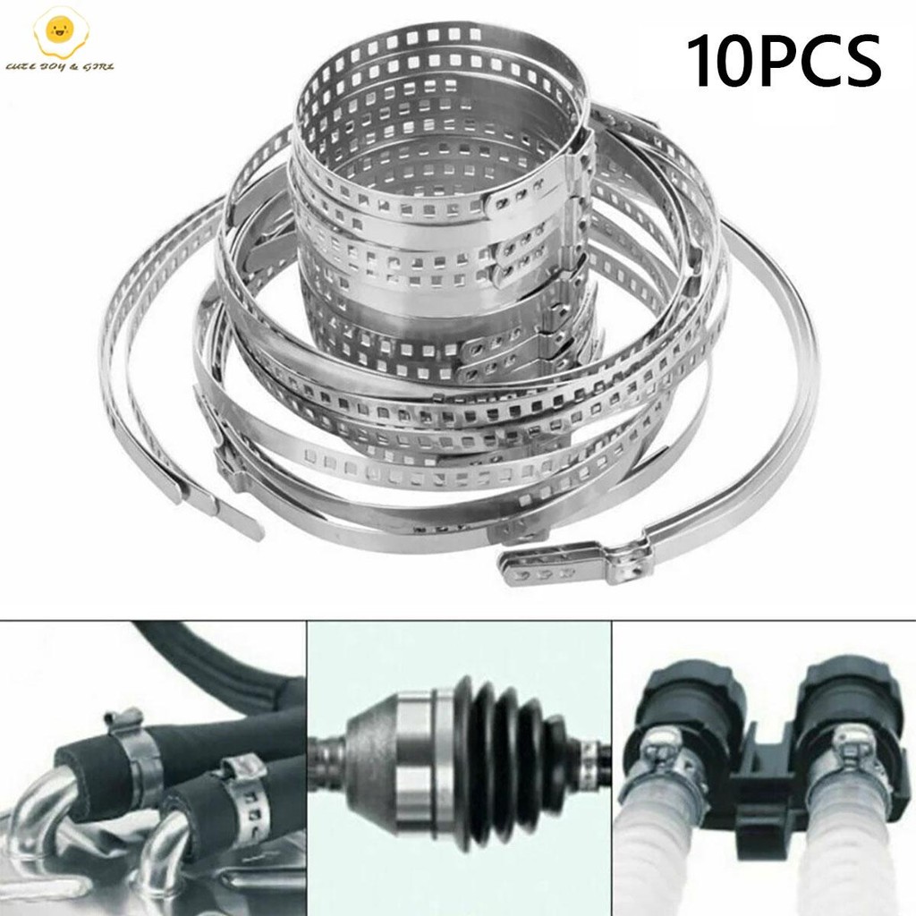 10pcs ปรับ CV Boot Joint Clamp สแตนเลส 2 ขนาด Universal Drive Shaft CV Boot Crimp Clamp SHOPSBC1019