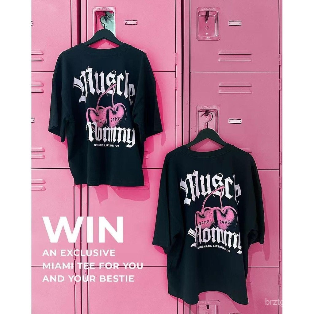 ♥ ♥ การเลือกสรรที่ขายดี ♥ ♥ แขนสั้น Gymshark Miami Limited สไตล์อเมริกัน แขนสั้นหลวมสำหรับผู้หญิง ♥ 