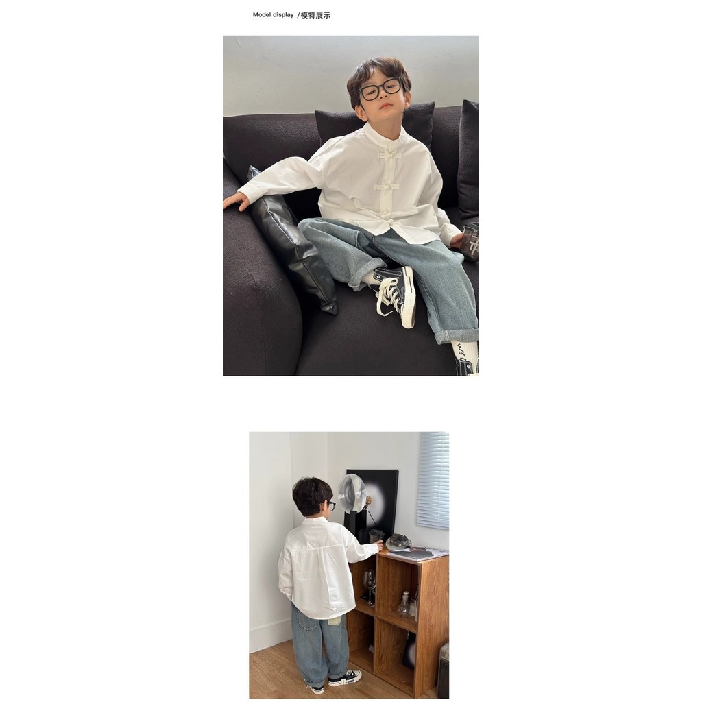 เสื้อเชิ้ตแขนสั้น ผ้าฝ้ายแท้ ทรงหลวม แฟชั่นฤดูร้อน สไตล์เกาหลี สําหรับเด็กผู้ชาย - รูปที่ 4