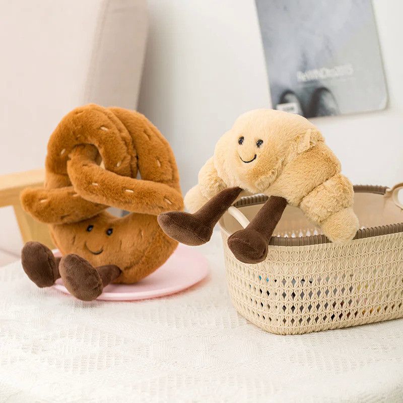 Jellycats Cute Plush Toast Bread Pretzel Croissant Baguette Toy Stuffed Food Bread Soft Doll Birthda
