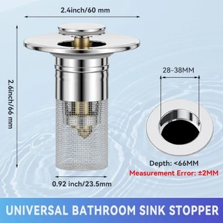 HOME✅ท่อระบายน้ําสากลปลั๊กกรองอ่างล้างหน้า Pop-up Chrome Sink Filter,ห้องน้ําอ่างล้างจาน Stopper ผม Catcher,ตะกร้ากรองสแตนเลส Hair Catcher