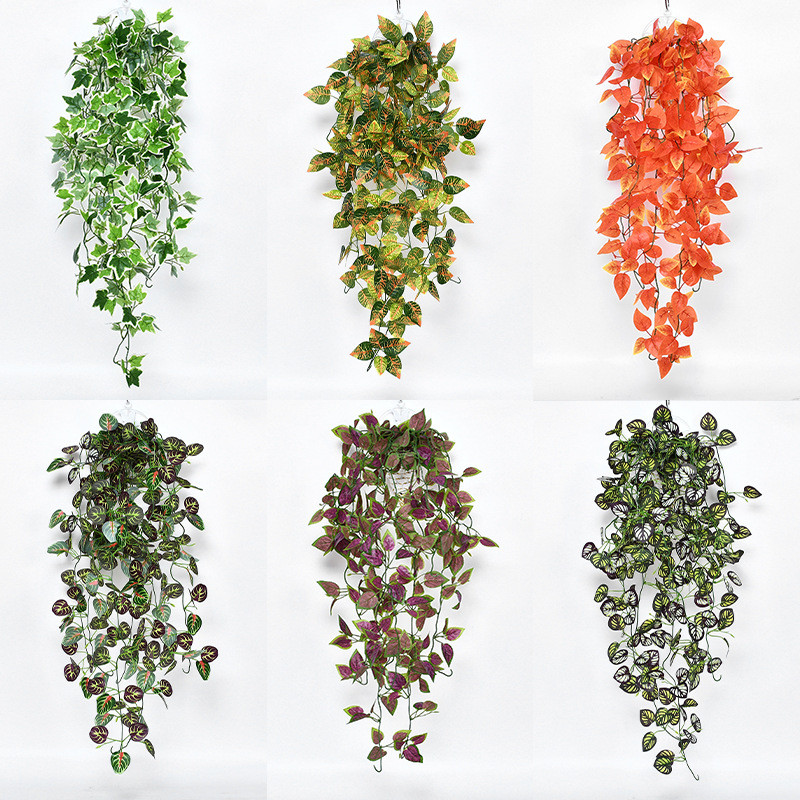 60/100 ซม.ประดิษฐ์ Greenery แขวนผนังพืชประดิษฐ์สีเขียว Vine พลาสติกดอกไม้ปลอมงานแต่งงานตกแต่งบ้านการจัดดอกไม้การถ่ายภาพ Props